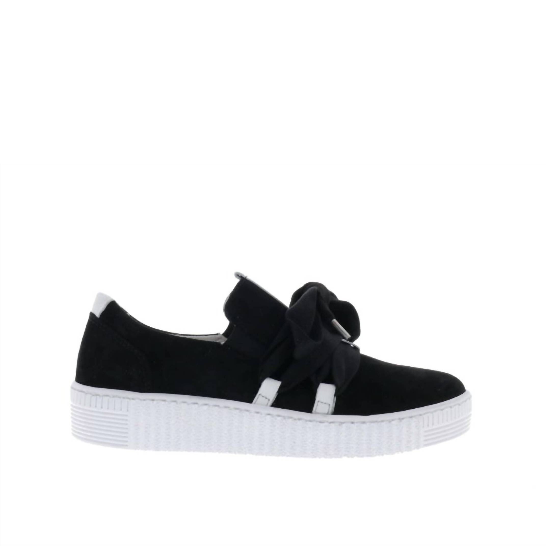 New Gabor Women's Slip On Trainer Sneaker In Soft Nubuk/Cervo Schwarz/Weiss(Ice)